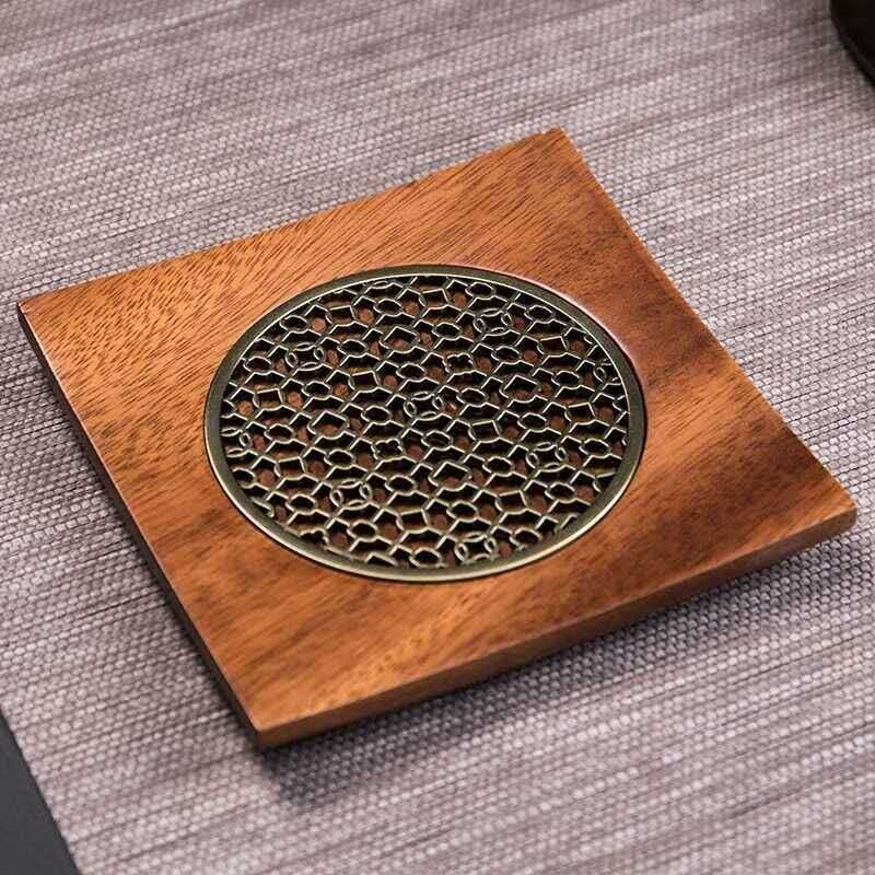 Suport creativ din lemn de nuc pentru ceainic și suport pentru ceașcă, accesorii pentru ceremonia ceaiului