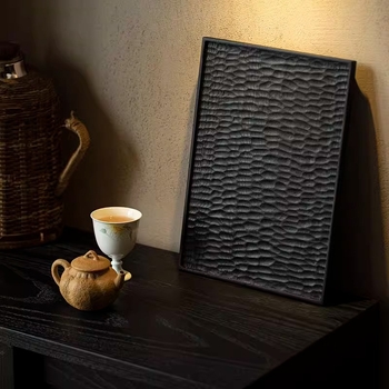 Suport pentru ceainic din lemn de camfor carbonizat, tavă de ceai din lemn natural, stil japonez Wabi-Sabi, platformă pentru infuzare uscată și accesorii pentru ceai