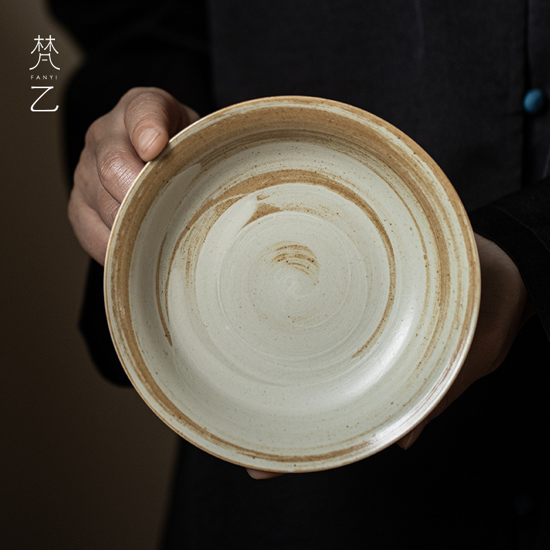 Set de ceai din ceramică rustică cu ceainic, suport pentru ceainic, farfurie mică pentru fructe și farfurie pentru gustări, pentru ceremonia de ceai Kung Fu acasă