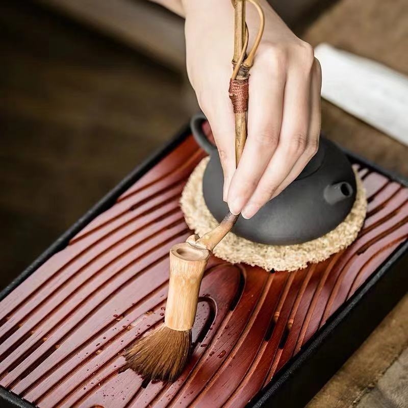Perie din bambus pentru întreținerea ceainicului, design creativ cu segmente de bambus, accesoriu pentru ceremonia ceaiului, fabricat manual, stil japonez
