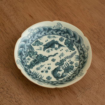 Vas Bej Ru ceramic cu model pește-alge, suport pentru ceainic, farfurie de ceai și platou pentru desert, set ceai Kung Fu în stil retro pentru uz casnic