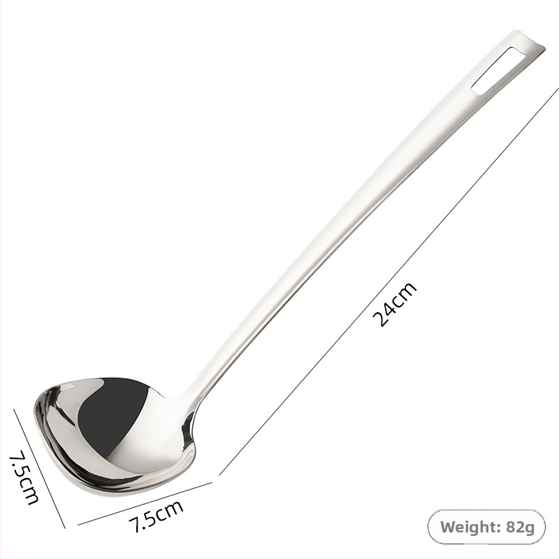 Lingură de supă din oțel inoxidabil 304 cu sită, ustensilă de bucătărie pentru servire de supă și terci, anti-caldură, rezistentă la temperaturi înalte, cap pătrat pentru oală