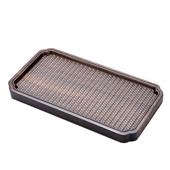 Tavă de ceai din lemn, dreptunghiulară, pentru ceremonia ceaiului, cu suport pentru ceașcă și bază pentru ceainic, accesorii Zen minimalist (25 × 14 × 2 cm)