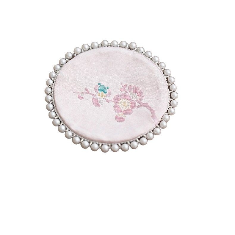 Suport circular pentru cești cu model perlaj și fluture – Zen, covoraș termic pentru ceai, accesorii pentru setul de ceai de uz casnic