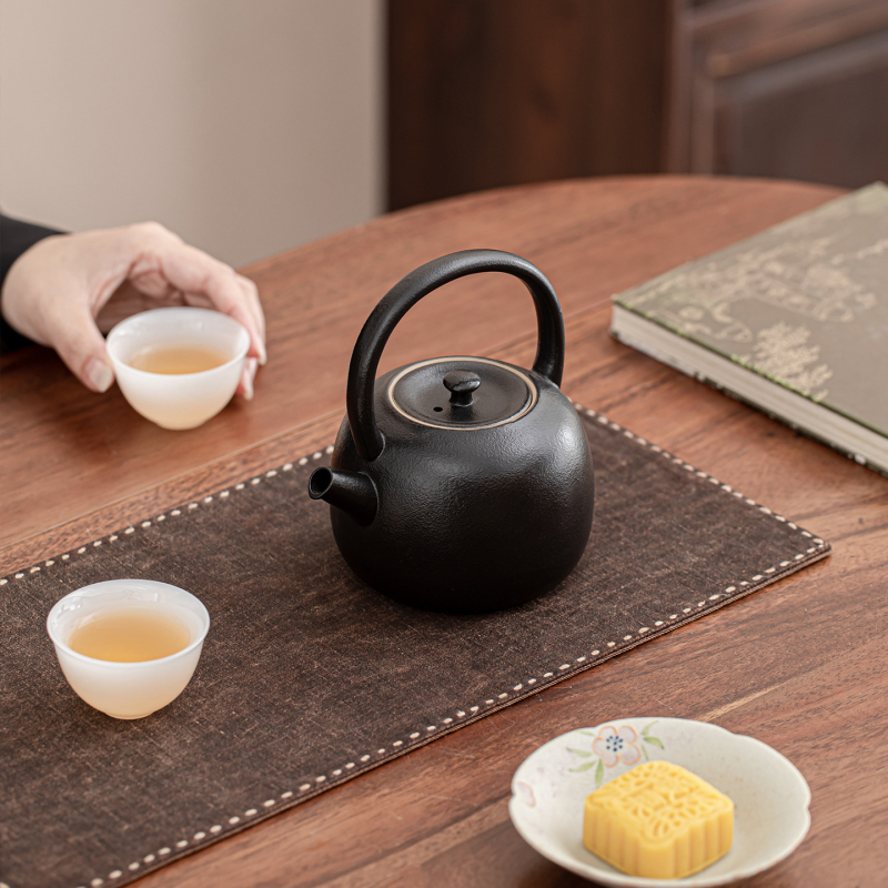 Set rustic din ceramică pentru ceai, cu ceainic și oală pentru ceai, pentru uz casnic și în aer liber