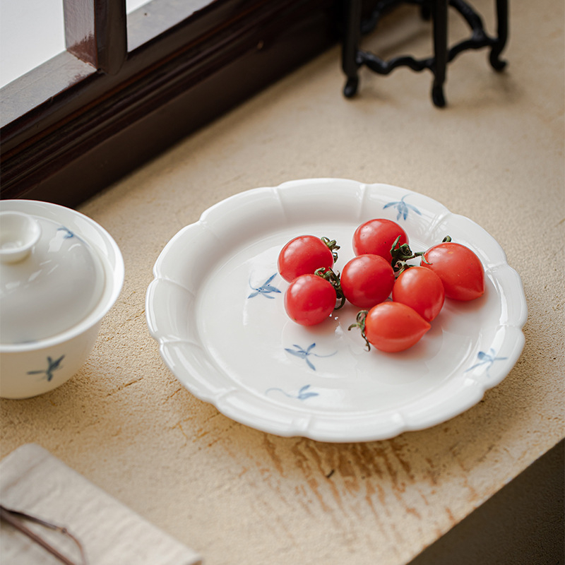 Mi Yan Orchidea pictată manual – accesorii Gongfu pentru ceremonia ceaiului, tavă ceramică pentru ceainic, suport, măsuță mică de servire ceai