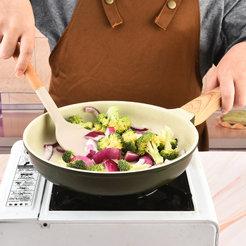 Set spatule din silicon cu mâner din lemn de fag