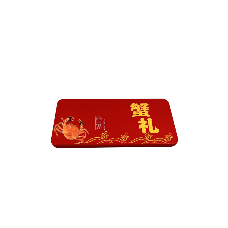 Set de trei unelte pentru crab într-o cutie metalică: clește pentru crab, foarfecă pentru crab și ac de curățare a crabului