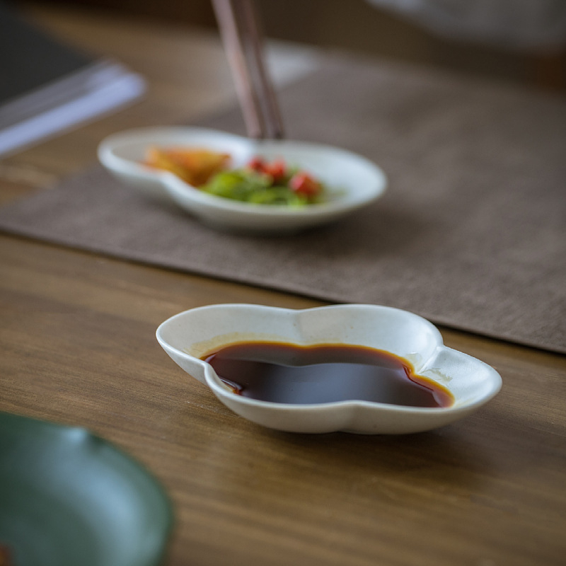 Farfurie ceramică pentru dips, stil japonez, culoare solidă, design retro, pentru sos de soia și oțet, farfurie pentru gustări reci, diametru 15 cm