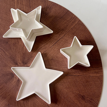 Farfurie de servire din ceramică în formă de stea, cu formă neregulată, decorativ pentru sosuri și gustări
