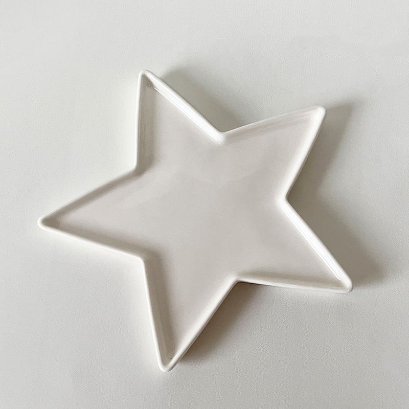 Farfurie de servire din ceramică în formă de stea, cu formă neregulată, decorativ pentru sosuri și gustări
