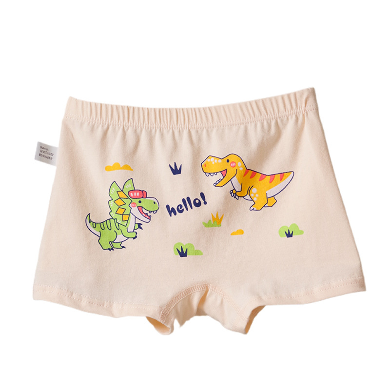 Dinoszauruszos gyerekboxer alsó — 95% pamut, Class A, középmagasságú derék, fiúknak (3–8 év, 100–140 cm)