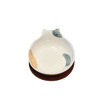 Farfurie ceramic pentru dips în stil japonez, cu pisică în model piatră; bol pentru gustări, bol de orez, farfurie de desert