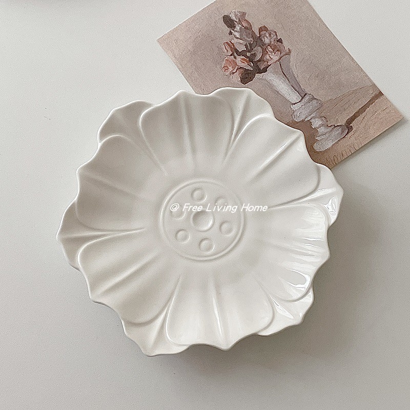 Set ceramic de boluri pentru desert și farfurioare cu model relief vintage, culoare solidă, pentru mic dejun și dim sum