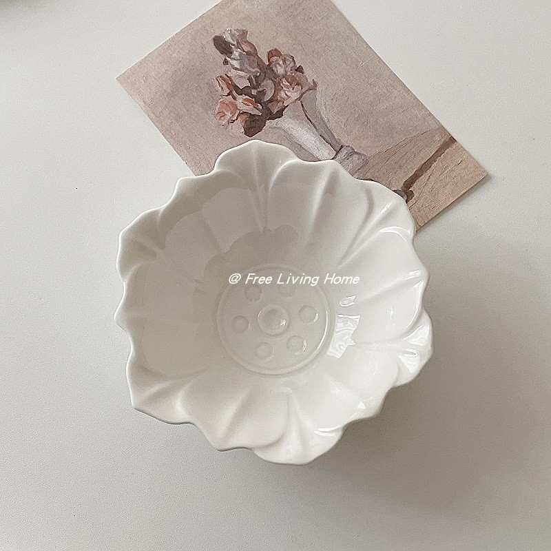 Set ceramic de boluri pentru desert și farfurioare cu model relief vintage, culoare solidă, pentru mic dejun și dim sum