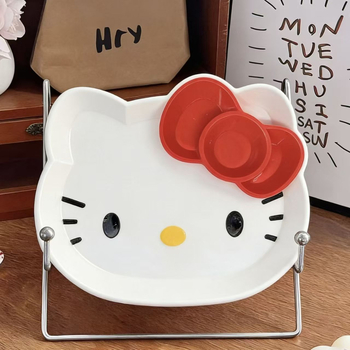 Cutie de depozitare cu pisică desen animat, organizator pentru materiale de jurnal, accesorii mici, elastice pentru păr, farfurie cu design os, farfurie pentru gustări și fructe