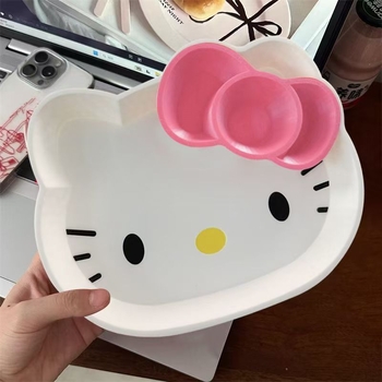 Cutie de depozitare cu pisică desen animat, organizator pentru materiale de jurnal, accesorii mici, elastice pentru păr, farfurie cu design os, farfurie pentru gustări și fructe