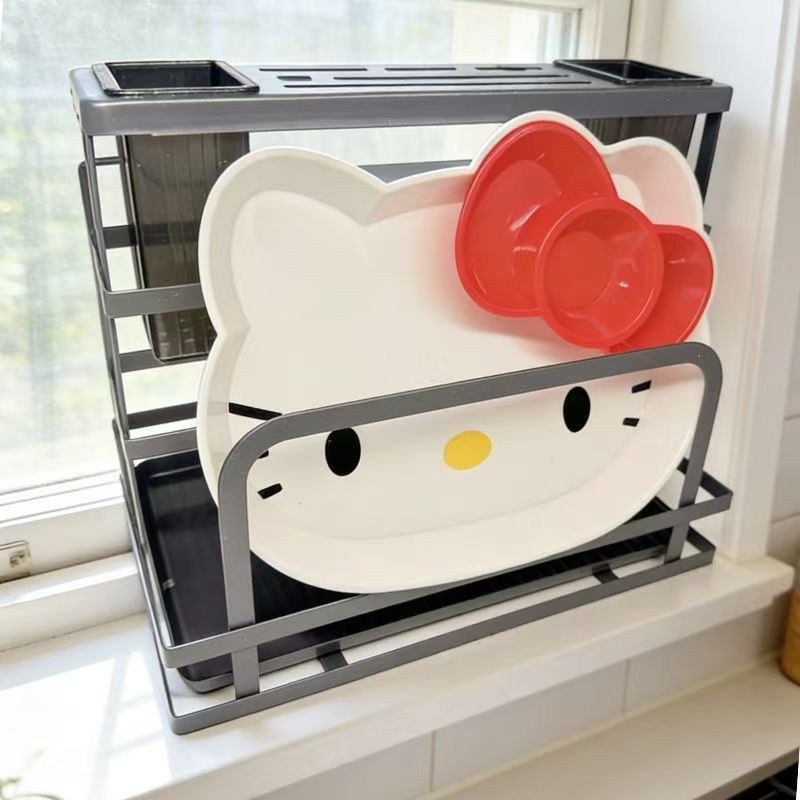 Cutie de depozitare cu pisică desen animat, organizator pentru materiale de jurnal, accesorii mici, elastice pentru păr, farfurie cu design os, farfurie pentru gustări și fructe