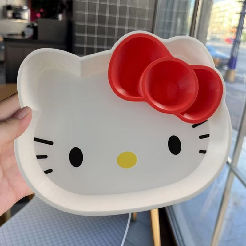 Cutie de depozitare cu pisică desen animat, organizator pentru materiale de jurnal, accesorii mici, elastice pentru păr, farfurie cu design os, farfurie pentru gustări și fructe
