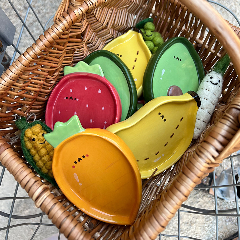 Set de boluri ceramice pentru sosuri, cu motiv de fructe, design drăguț