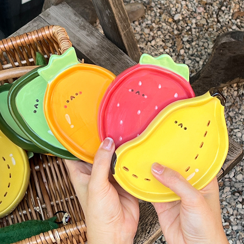 Set de boluri ceramice pentru sosuri, cu motiv de fructe, design drăguț