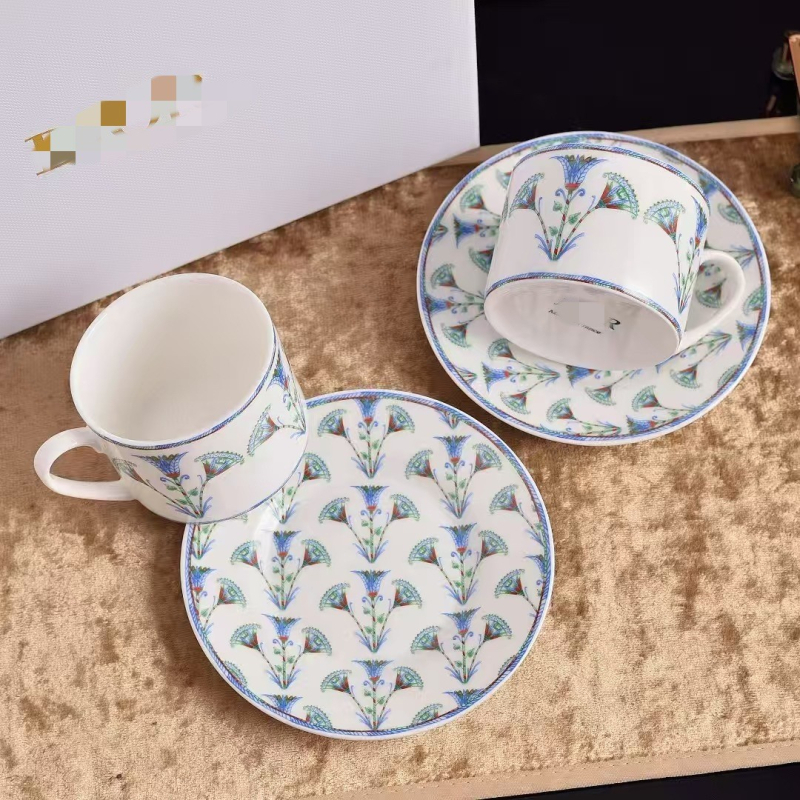 Ceașcă de cafea din bone china cu farfurioară, veselă ceramică, farfurie de mic dejun cu fructe, stil modern-lux