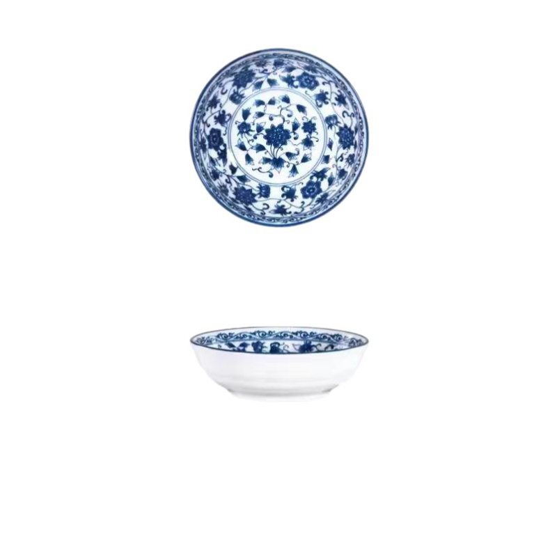 Farfurie ceramică chineză, albastru‑alb, sub glazură, pentru gustări, sos de soia și sos pentru hot pot, mică farfurie pentru dipuri