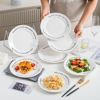 Farfurie din porțelan în stil nordic pentru feluri occidentale, rotundă, potrivită pentru paste și friptură