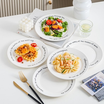 Farfurie din porțelan în stil nordic pentru feluri occidentale, rotundă, potrivită pentru paste și friptură
