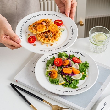 Farfurie din porțelan în stil nordic pentru feluri occidentale, rotundă, potrivită pentru paste și friptură