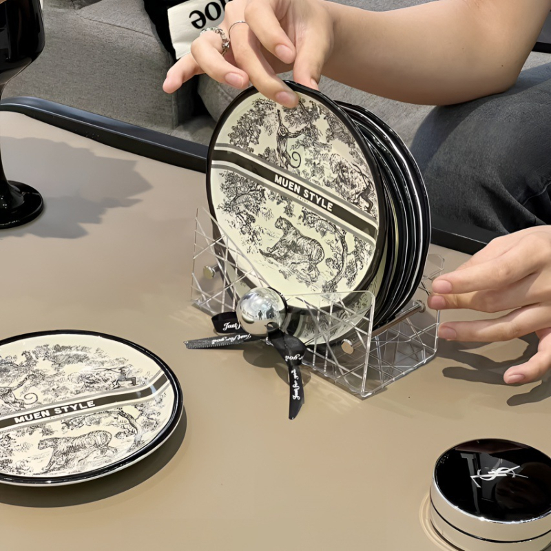 Vas ceramic pentru oase, gustări și fructe, stil vintage de înaltă clasă, formă cilindrică, diametru 15–15,9 cm, compatibil cu microunde