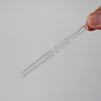 Furculiță de fructe din plastic, ambalată individual, transparentă, mică, pentru uz casnic și comercial