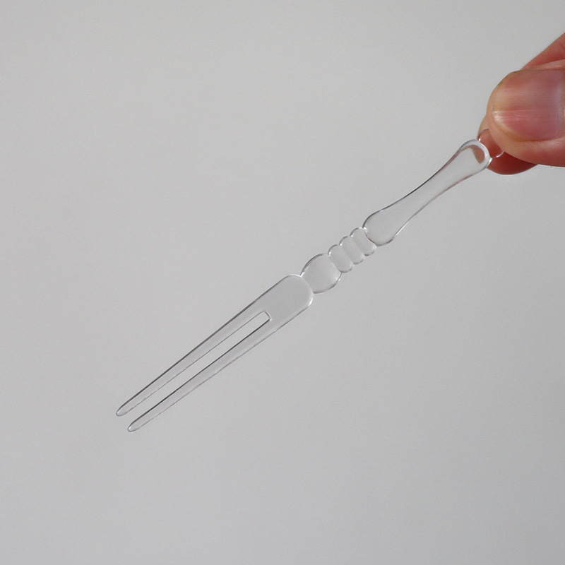 Furculiță de fructe din plastic, ambalată individual, transparentă, mică, pentru uz casnic și comercial