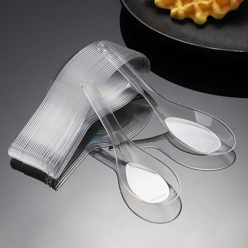 Lingurițe din plastic de unică folosință pentru livrări și catering, linguri de supă îngroșate