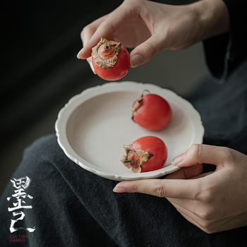 Moji suport de ceai cu glazură din cenușă vegetală, design cu gură de floare, accesorii pentru ceremonia ceaiului, tavă ceramică pentru ceai, utilizare multiplă