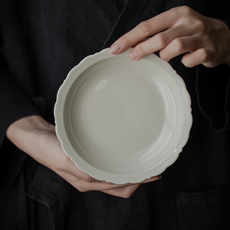 Moji suport de ceai cu glazură din cenușă vegetală, design cu gură de floare, accesorii pentru ceremonia ceaiului, tavă ceramică pentru ceai, utilizare multiplă
