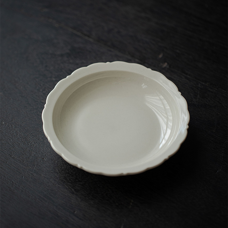 Moji suport de ceai cu glazură din cenușă vegetală, design cu gură de floare, accesorii pentru ceremonia ceaiului, tavă ceramică pentru ceai, utilizare multiplă
