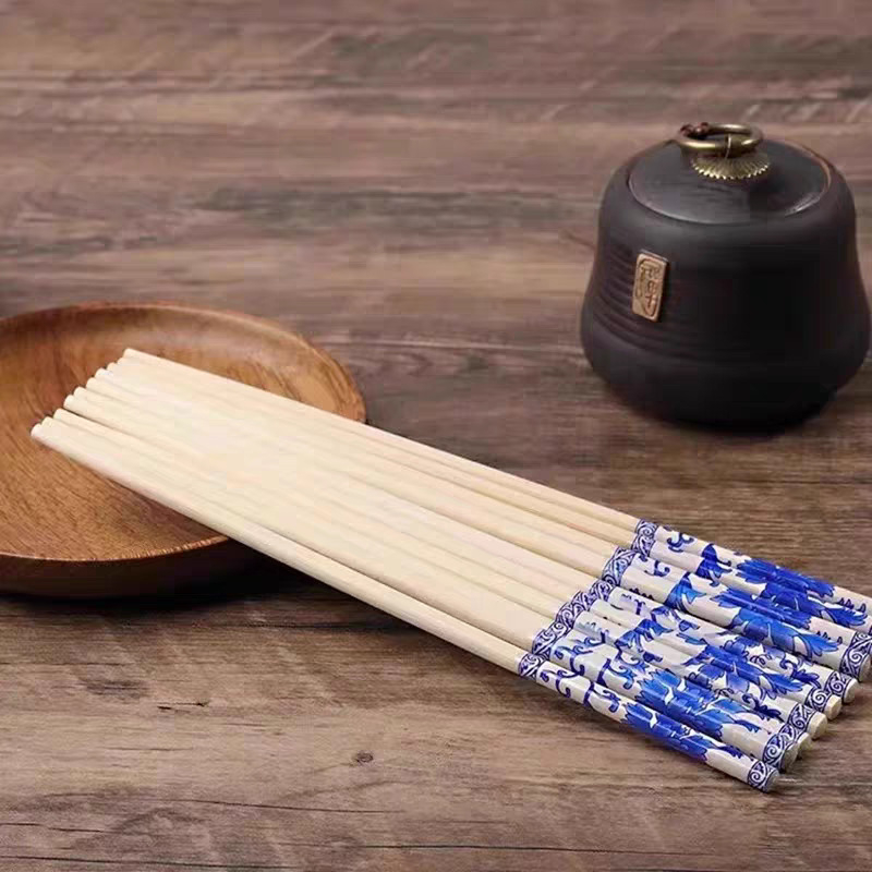 Bețișoare de unică folosință, ambalate individual pentru uz comercial, bețișoare în stil porțelan albastru-alb pentru întruniri, nunți, banchete, restaurante și uz casnic, tacâmuri îngroșate
