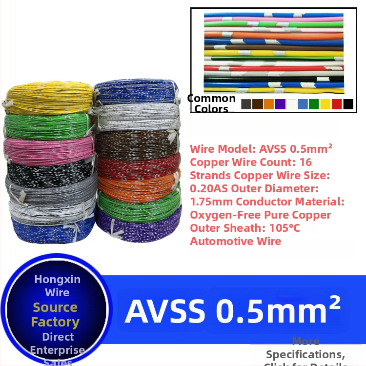 AVSS tenkostenný čistý medený jednovláknový autokábel so štvorcovým prierezom 0.3-2.0 mm²