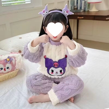 Gyerekek téli flanel pizsama szett korall fleece-szel, uniszex