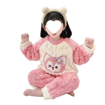 Gyerekek téli flanel pizsama szett korall fleece-szel, uniszex