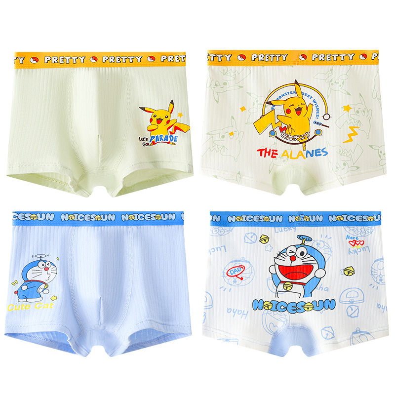 Fiúknak szóló pamut boxer alsónemű, antibakteriális, kényelmes, nem szorít, 95% pamut + 5% elasztán, 3–8 éveseknek