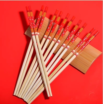 Bețișoare de mâncare de unică folosință, ambalate individual, din bambus, cu design albastru‑alb, rotund, pentru uz casnic, ideale pentru livrări premium și pentru hot pot