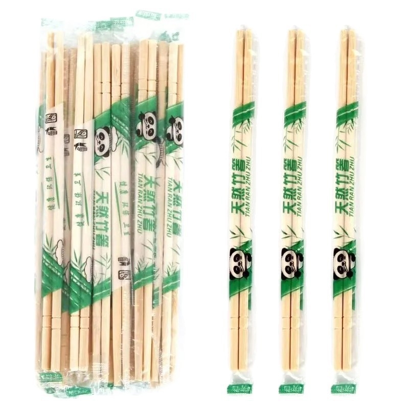 Bețișoare Panda din bambus, ambalate individual, pentru uz comercial, pentru livrări și restaurante, de unică folosință, nebiodegradabile.