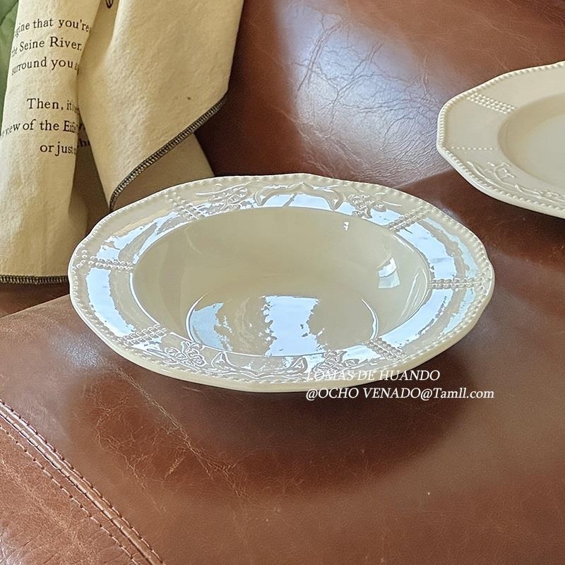 Farfurie porțelan alb pur, stil minimalist, pentru bucătărie occidentală, plată pentru paste și deserturi, elegantă și de înaltă calitate