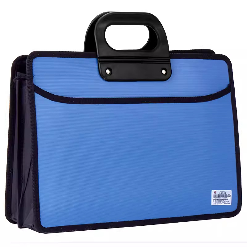 Geantă de mână unisex cu compartimente multiple, tip acordeon, orizontală, din pânză Oxford, pentru birou