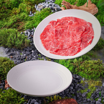 Farfurie rotundă din melamină, imitație de porțelan, stil montan, textură mată, diametrul 24–24,9 cm, pentru hoteluri și restaurante