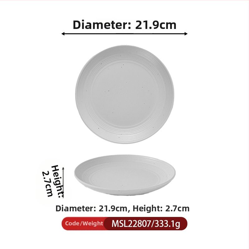 Farfurie rotundă din melamină, imitație de porțelan, stil montan, textură mată, diametrul 24–24,9 cm, pentru hoteluri și restaurante