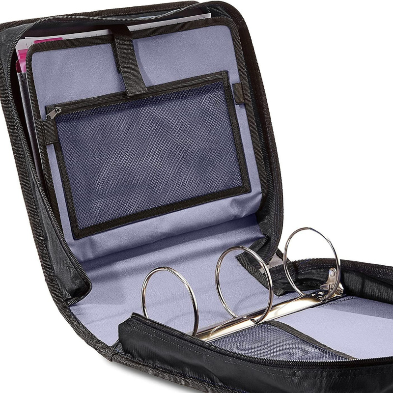 Geantă de documente de birou cu 3 inele în formă de D, pagini acordeon și geantă de student multifuncțională