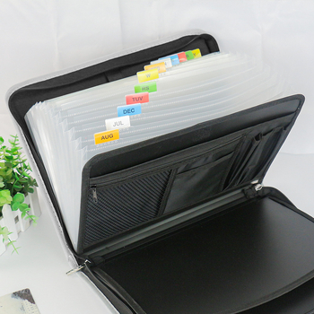 Organizator de documente A4 din textil, cu 13 compartimente, multifuncțional pentru birou